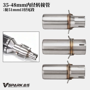 Motorcycle exhaust pipe modification: adapter for connecting a 35-48mm mid-section to a 51mm tail section, ensuring a seamless installation