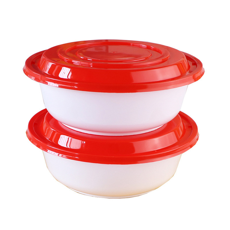 Caja de almuerzo desechable redondo rojo caja de comida rápida con tapa Celebridad de Internet tazón de embalaje
