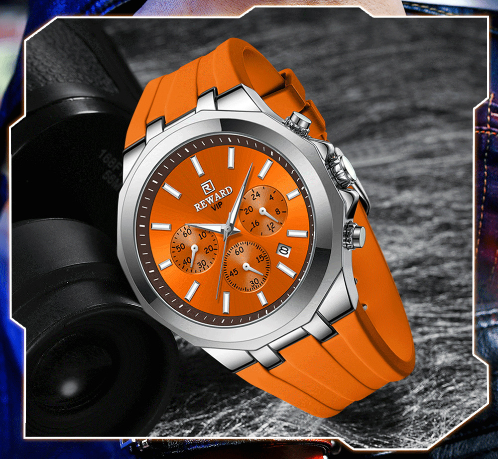 Reward skin-friendly silicone band quartz sports men's watch cross-border best-selling multi-function watch three eyes and six hands calendar_voghion.com