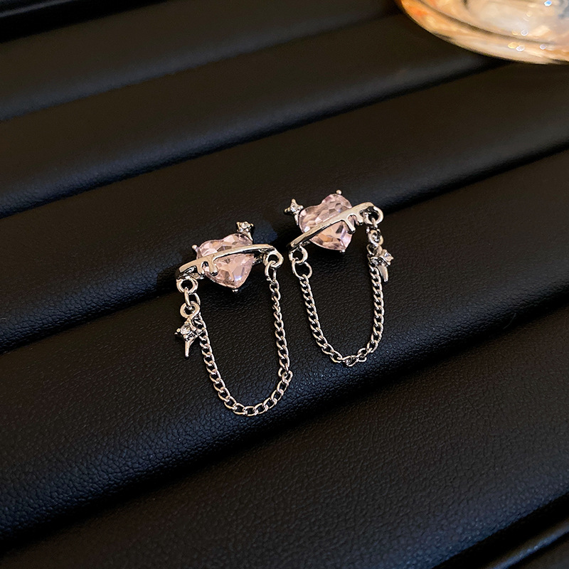 Mode Coeur Forme Cuivre Incrustation Zircon Boucles D'oreilles 1 Paire display picture 3