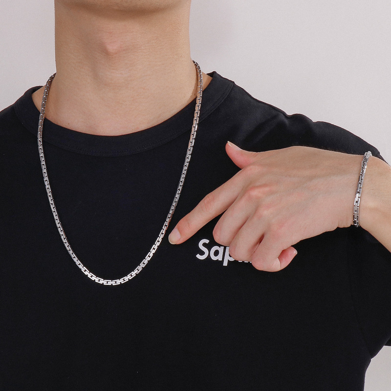 Hip-Hop Style Titanium Steel Hip-Hop Geometric Plating Bracelets Necklace