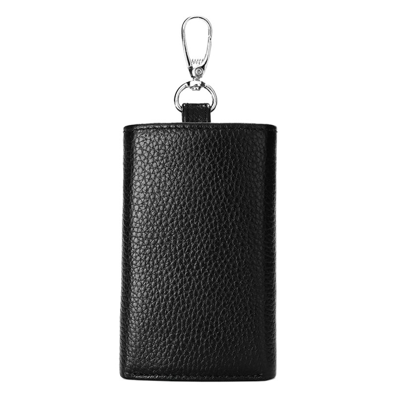 Genuine Leather Key Bag Men's and Women's Multi-Functional Tri-Fold Wallet Top Layer Cowhide Keychain Bag Fashionable Trendy Card Slot Coin Purse