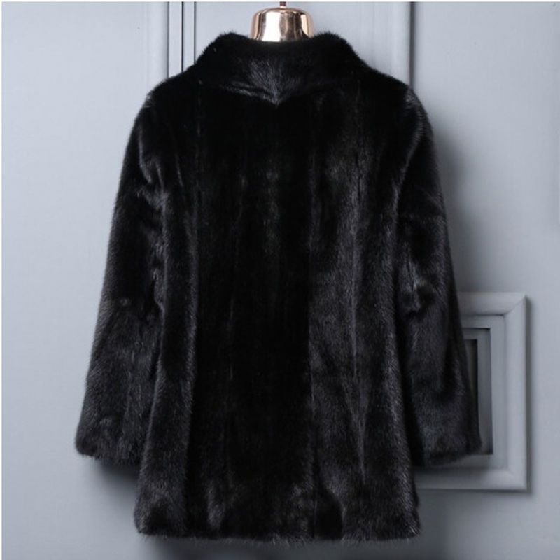 Women's Imitation Mink Fur Coat Imitation Mink Fur Collar Short Coat Korean Style Mother's Wear Middle-Aged And Elderly_voghion.com