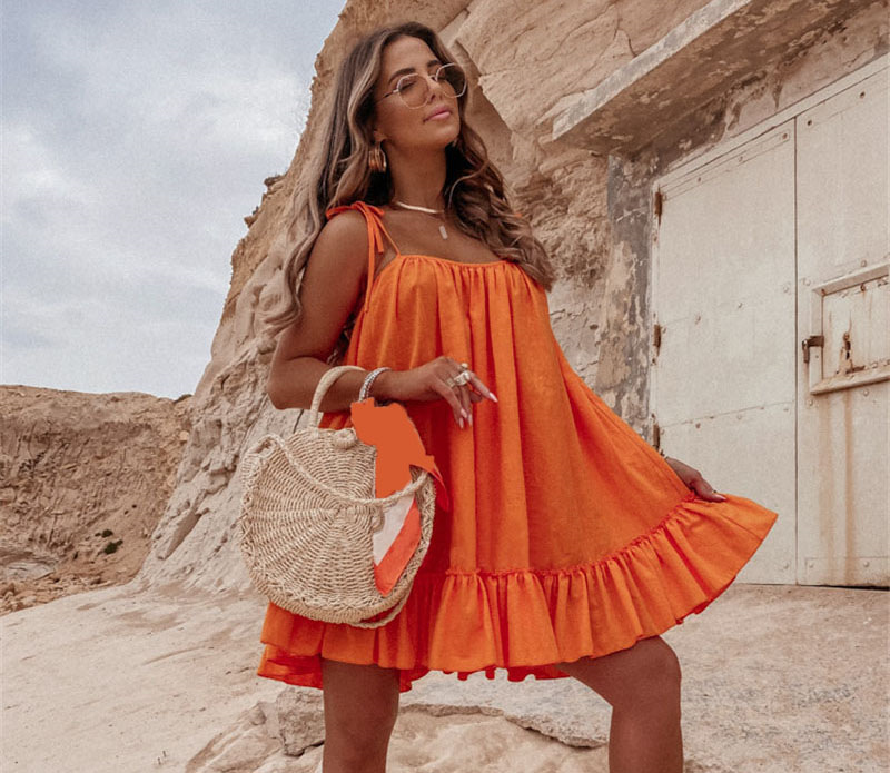 Sleeveless Sleeve Length Wholesale Women's Simple Style Solid Color Daily Strap Sleeveless Regular Dress