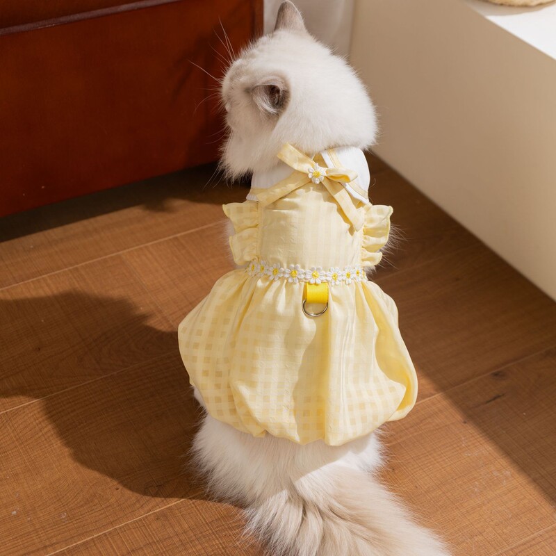 Spring and Summer Cat Dress, Princess Style, Thin and Breathable Dress for Small and Medium-Sized Dogs, Teddy Dog Pet Clothing
