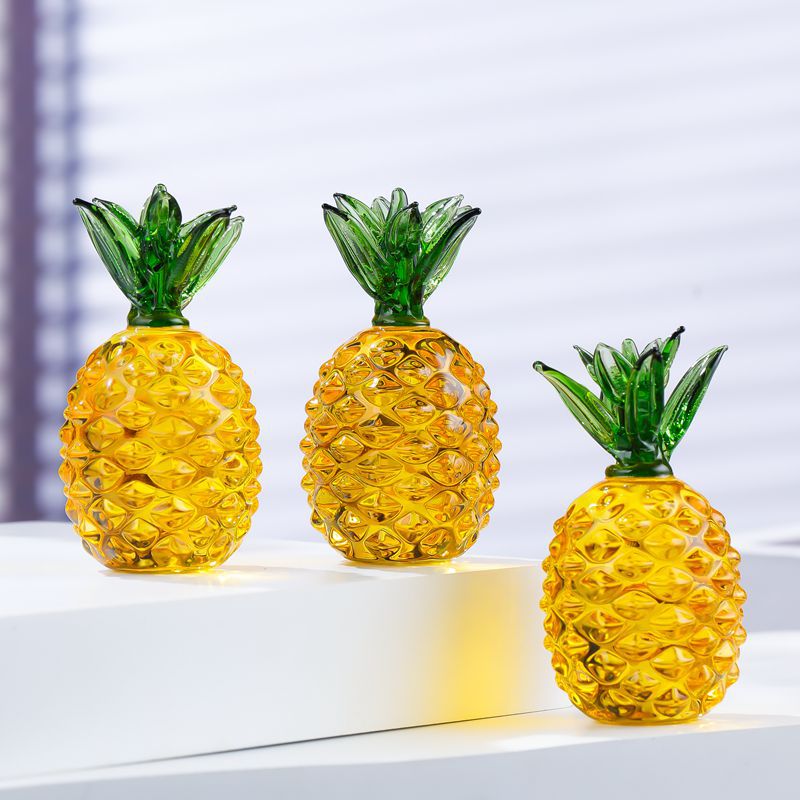 Nuevos adornos de piña de citrino, porche de piña de esmalte de colores, gabinete de vino, adornos de mesa, adornos de cristal creativo