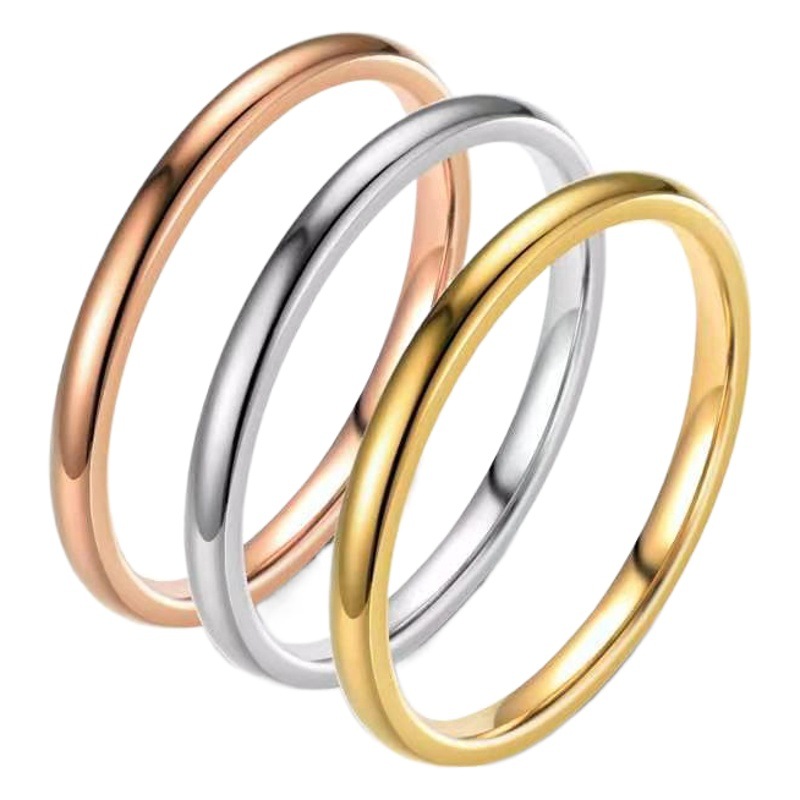 Cross-border supply of 2mm inside and outside arc titanium steel ring fashion stainless steel ring jewelry wholesale factory direct sales
