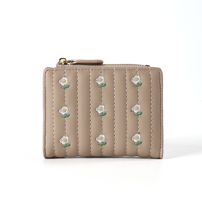 Nueva Carpeta de las mujeres corto simple titular de la tarjeta de verano flor de la cartera transfronteriza cremallera monedero al por mayor