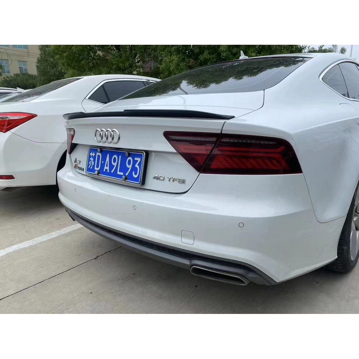 Suitable for 19-24 Audi A7 Rear Wing A7L Modified Racing Version Blade Rear Wing Paste Without Punching Paint Black