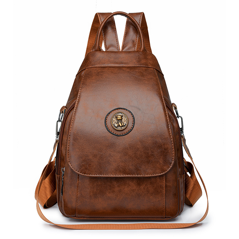 Comercio exterior al por mayor 2024 nuevo estilo europeo y americano retro señoras PU mochila multifuncional para viajeros urbanos