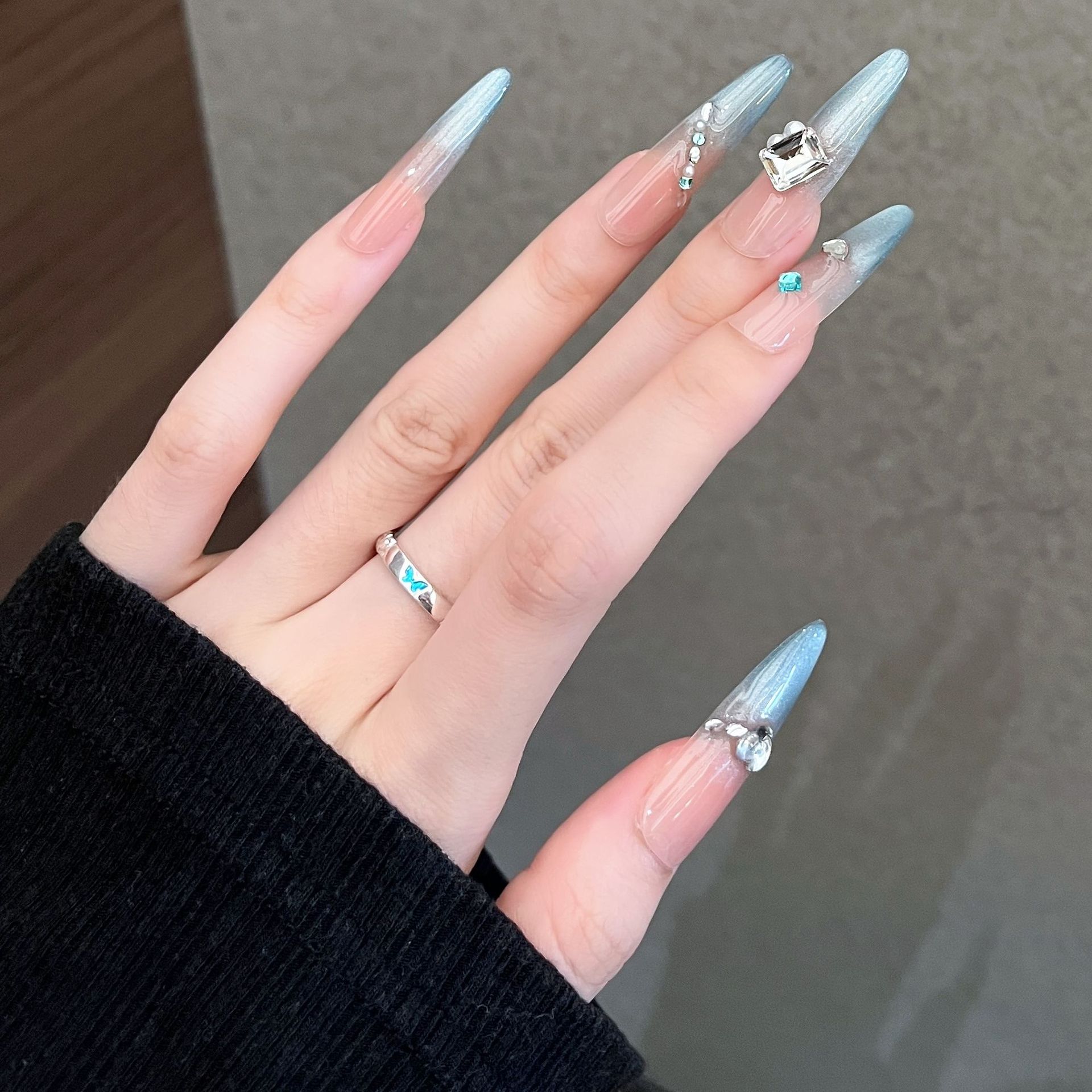 Armadura de vestir Perro largo y delgado azul 4.0 Ojo de gato uñas de uñas Parche de uñas terminado Parche de uñas de uñas extraíble