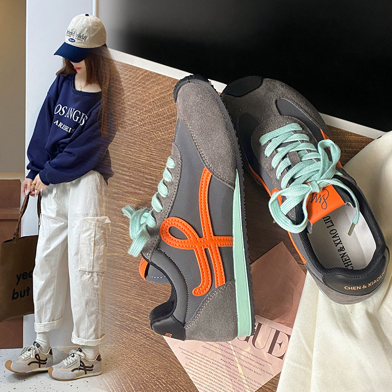 2025 otoño nuevo estilo retro marrón casual zapatos planos de moda zapatos de color combinado Agan zapatos deportivos de entrenamiento alemán