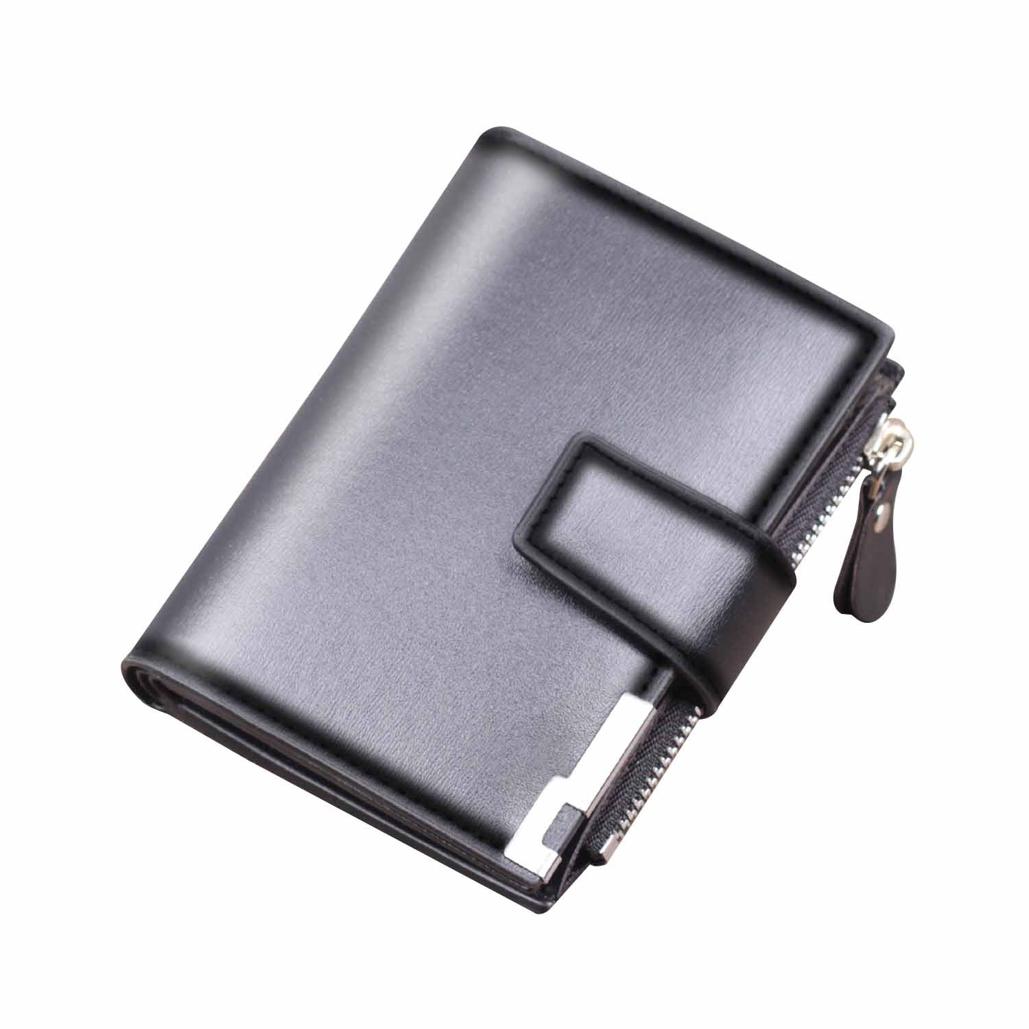 Cartera vertical de hombre botón cartera de hombre cartera de hombre cartera de tarjetas de gran capacidad en una bolsa corta transfronteriza con cremallera