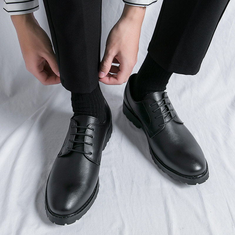 Transfronterizos de 48 yardas zapatos de cuero de hombre de negocios zapatos de boda con suela gruesa aumentando lazos bajos para hombres zapatos de cuero de color pulido image 5