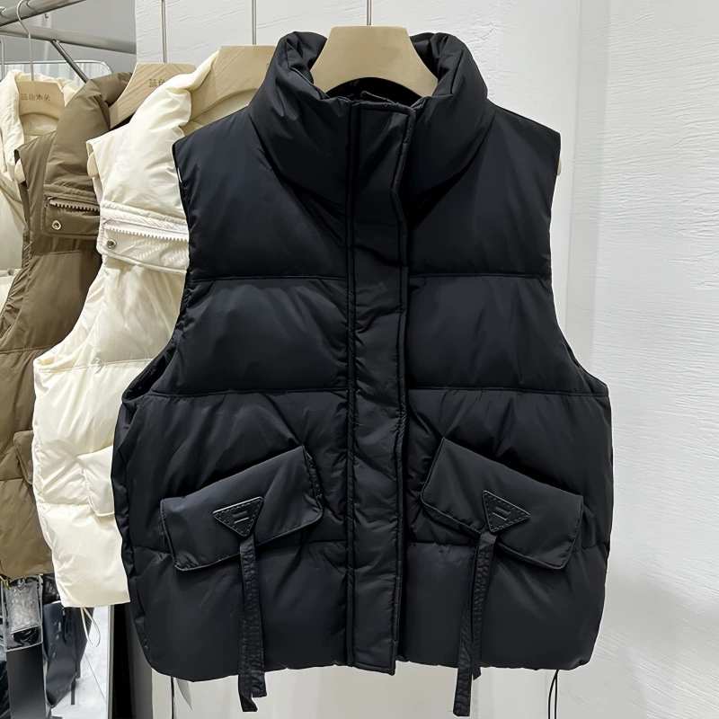 黁белый Down jacket, demi-season short fashionable vest, plus size, western style