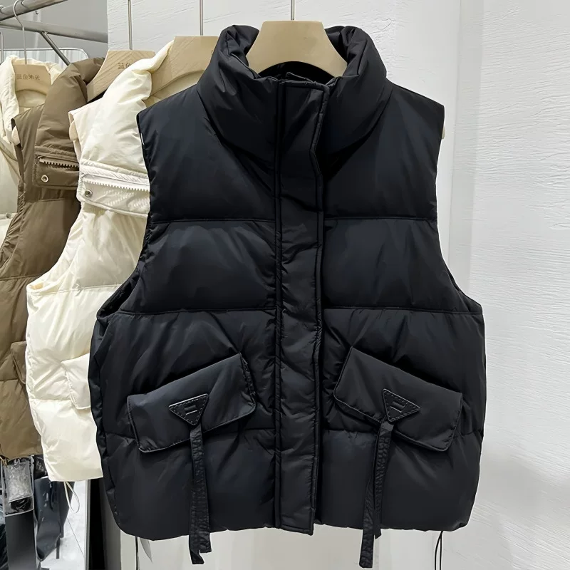 黁белый Down jacket, demi-season short fashionable vest, plus size, western style