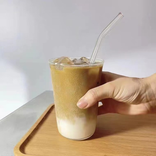 Ins heat-resistant high-borosilicate glass cups for milk tea and coffee shops, Japanese-style transparent water cups, simple juice and milk cups