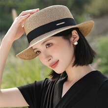 帽子女2024春款时尚轻盈防晒草帽女夏季户外海边度假遮阳网红帽无