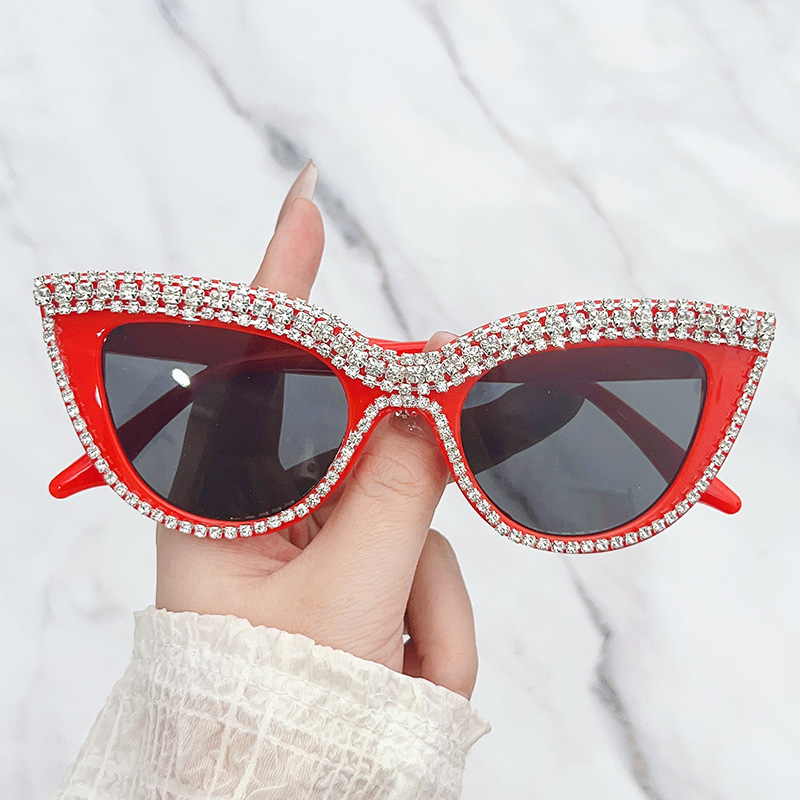 Cat Eye Glasses Style Holiday, Travel, Street Occasion Elegant Geometric PC UV400 Protection Cat Eye Diamond Full Frame Women's Sunglasses