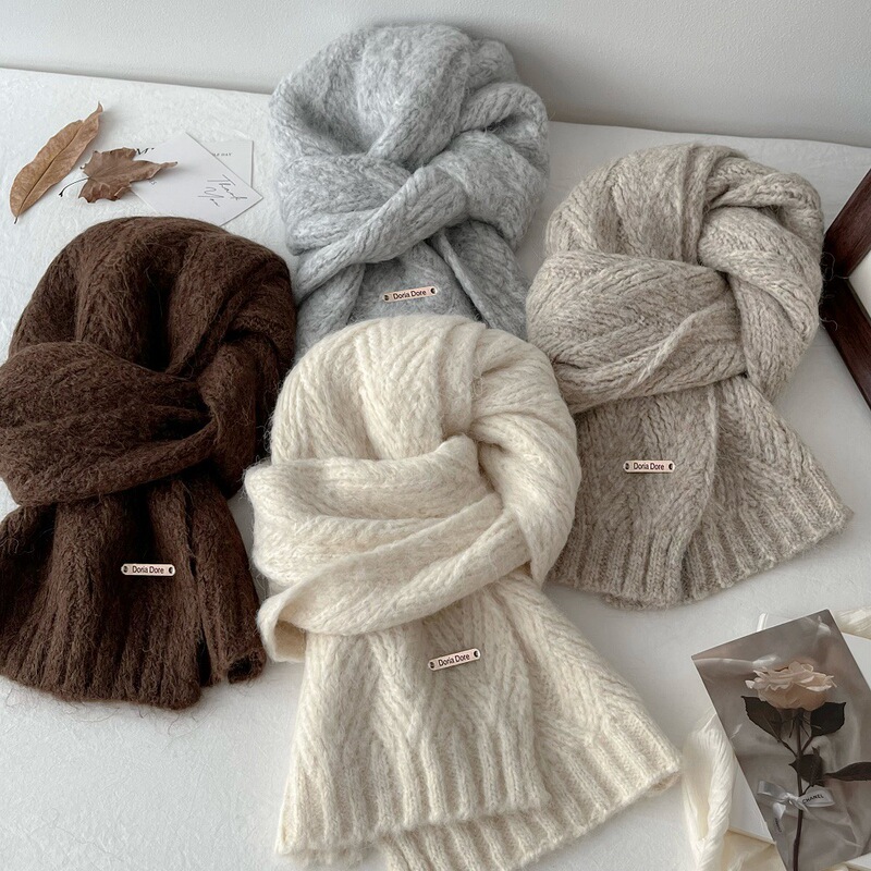 Manufacturer Albaka Alpaca Wool Knitted Scarf for Women, Winter Solid Color Versatile Warm High-Grade Wool Scarf for Couples