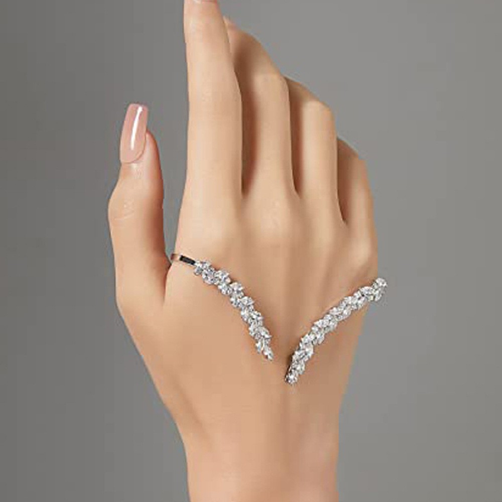 Personalidad europea y americana pulsera de zircon de hoja ligera de lujo abertura ajustable pulsera accesorios de novia Bracelet