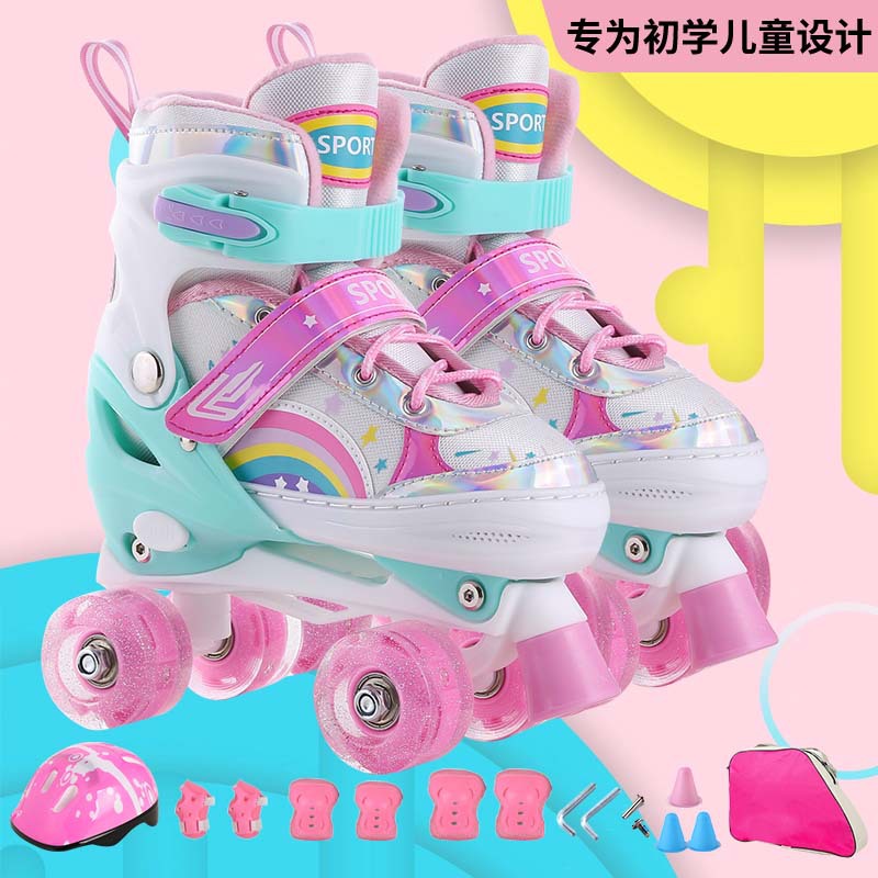 Factory Direct Sales Children's Roller Skates Flash Roller Skates Big Children's Roller Skates Adjustable Men's and Women's Spot Wholesale