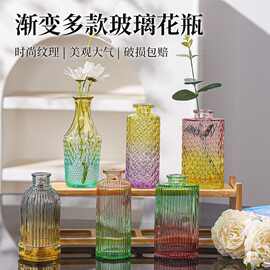 新款玻璃花瓶六套装小花瓶袖珍花瓶彩色插花干花瓶厂家供应批发