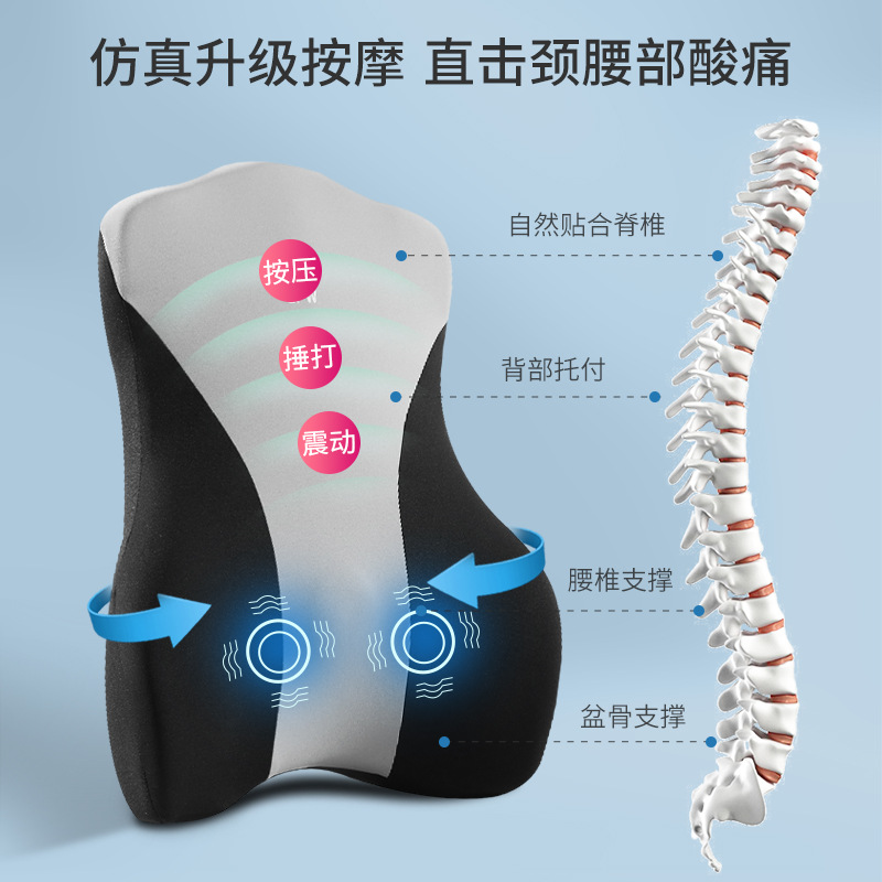 汽車腰靠車載按摩護腰靠墊車用座椅靠背腰墊開車腰部支撐腰托頭枕