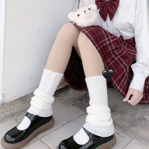 Japanese lolita sweet soft girl fur ball pile socks lolita knee socks set jk calf socks mid-tube autumn and winter
