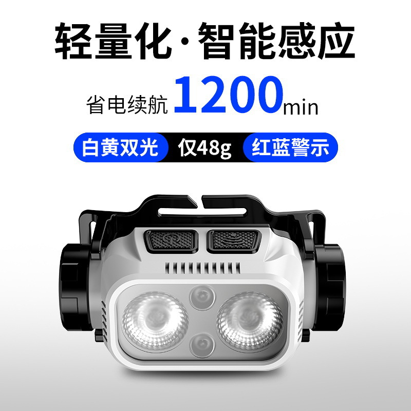 Lámpara de cabeza calva fuerte larga duración de la batería superbrillante carga inductiva LED iluminación portátil linterna al aire libre pesca nocturna ligera portátil