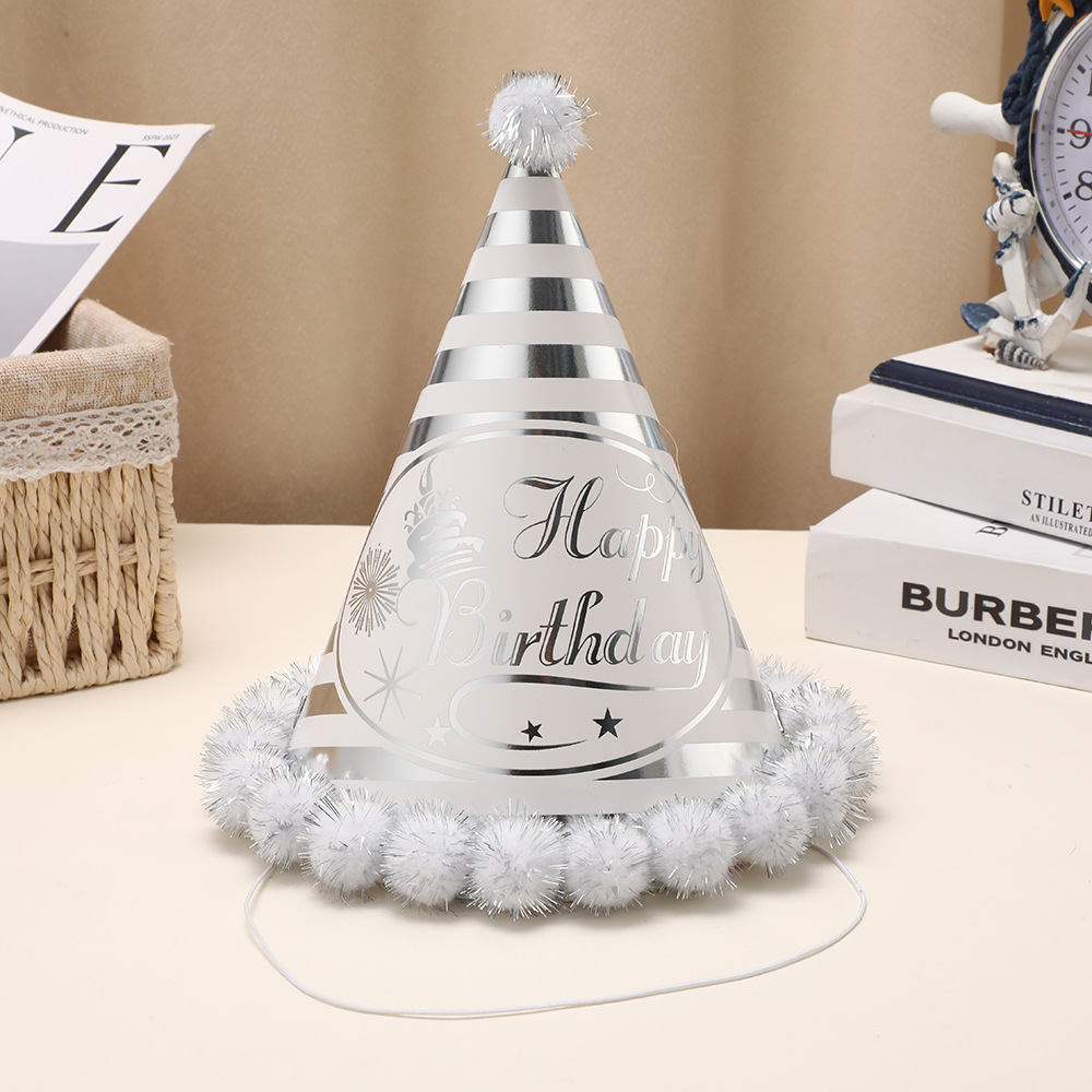 comercio exterior cumpleaños sombrero sombrero de papel estampado sombrero de plumper fiesta vestir atmósfera vestir sombrero de punta fábrica al por mayor