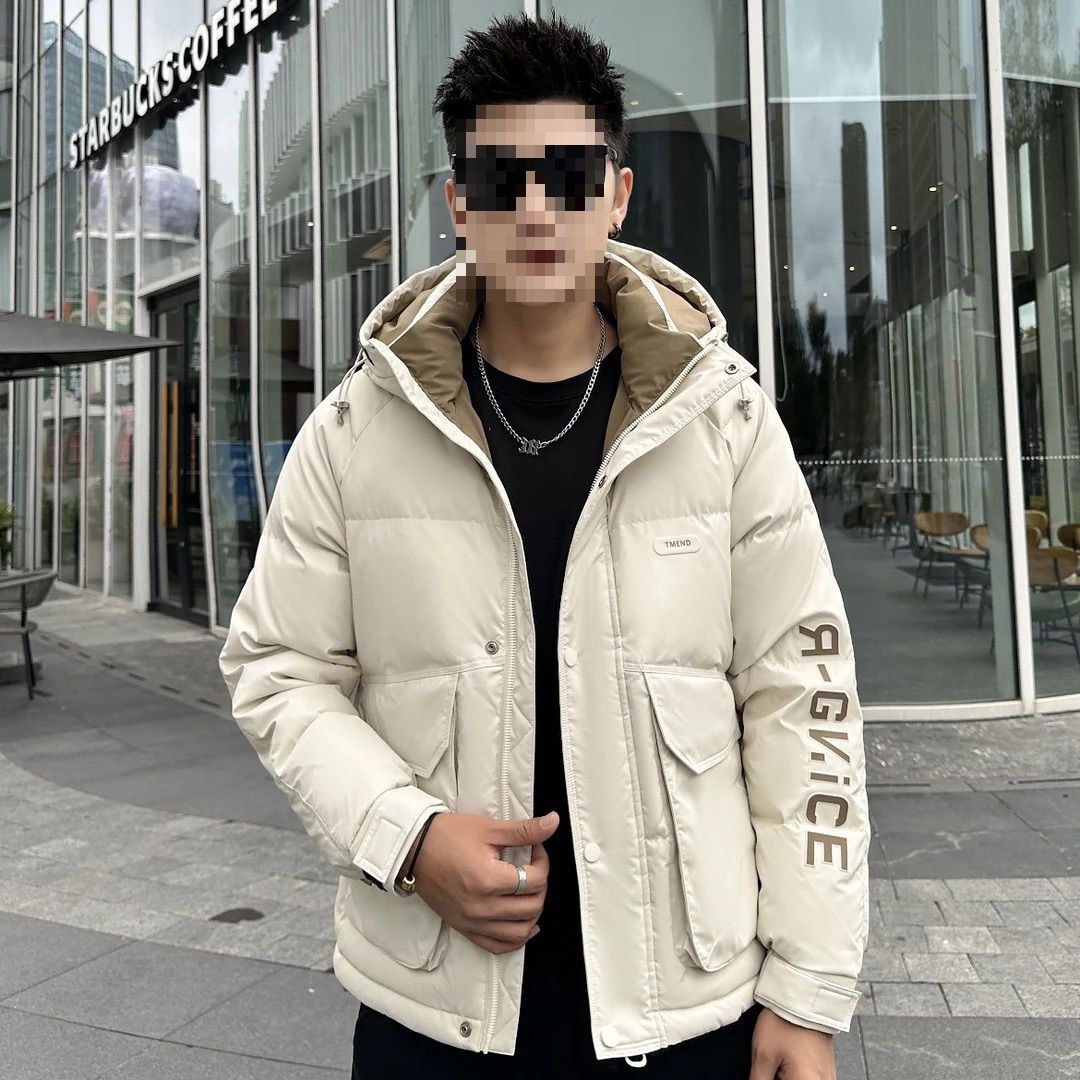 连帽字母男短款冬季2025时尚帅气潮流加厚防寒冬季男士羽绒服