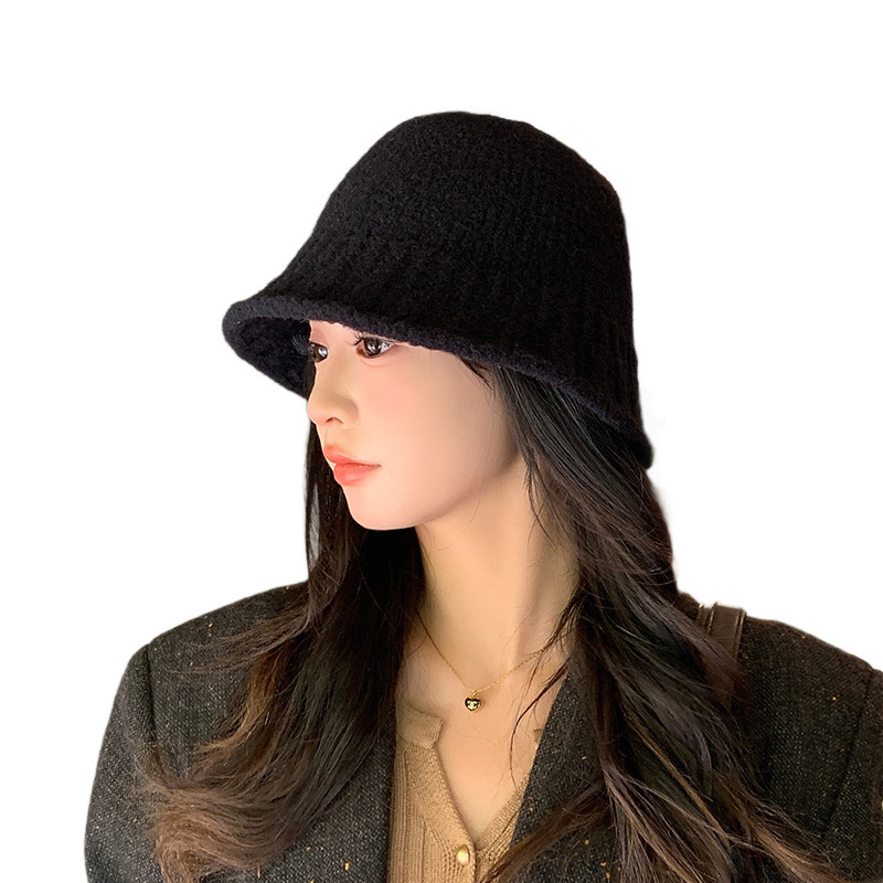 帽子女冬季日系简约渔夫帽百搭显脸小保暖针织盆帽素颜遮脸水桶帽|undefined