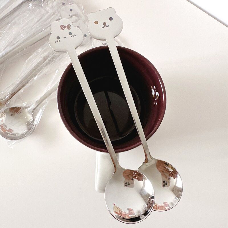 Cute 316 Thickened Stainless Steel Spoon Cartoon Household Spoon Long-Handled Soup Spoon Creative Spoon Food Grade