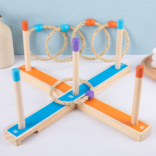 Wooden toy children's educational early education family outdoor stall stall battle fun color matching ring game