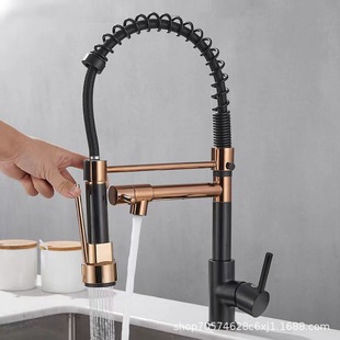 Cross-Border Spring Faucet Hot and Cold Water Mixing Pull-Out Kitchen Double Dish Basin Sink Bathroom Faucet Accessories