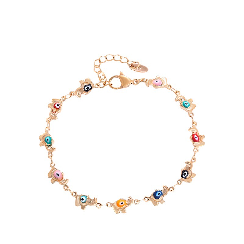 Xuping joyería colorido esmalte Ojo del diablo pulsera dibujos animados lindo moda elefante aleación pulsera femenina al por mayor