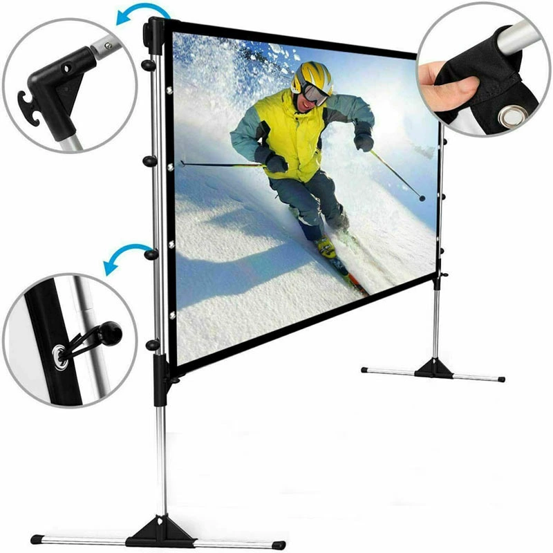 100inch Наружный экран для проекции на подставке, мобильная подставка для киноэкрана, экран для Чемпионата мира, серебряный экран
