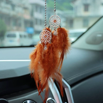 Hanging Car Pendant Car — Car hanging - dark-curry-feather-dream-catcher