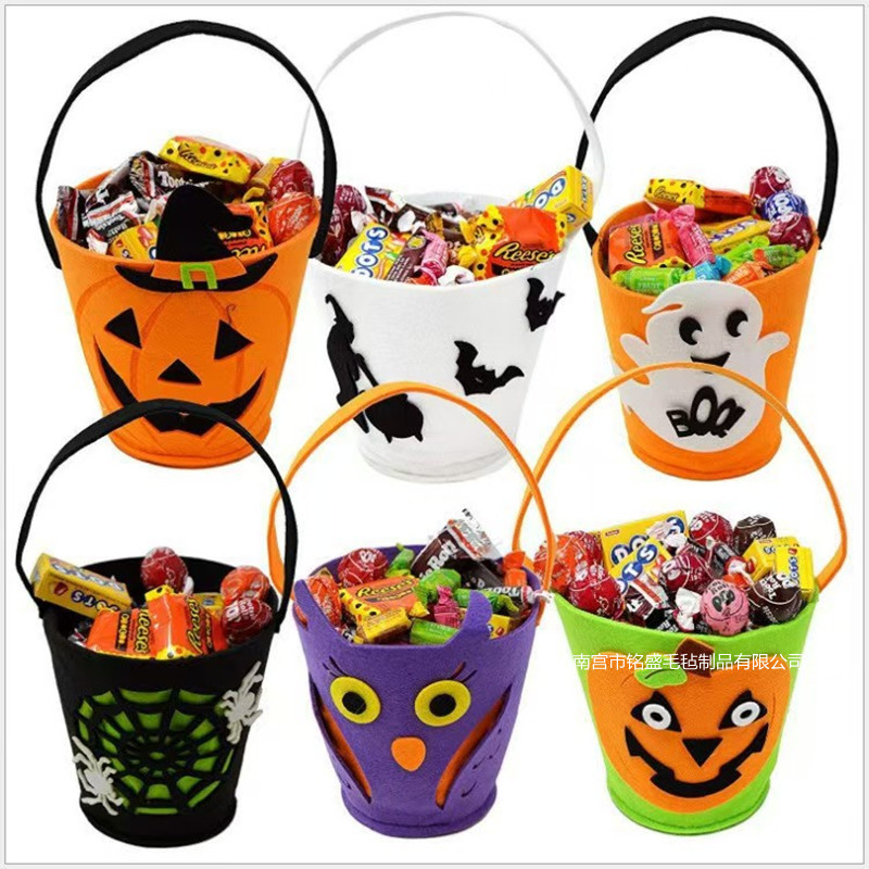 新しいフェルトキャンディーバッグ不織布ハンドバッグクリスマスギフトバッグハロウィンギフトカボチャバケツ卸売|undefined