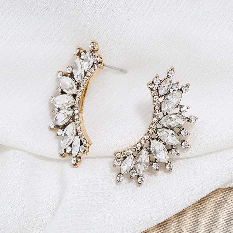 Retro semicircle rhinestone earrings wholesale Nihaojewelry
