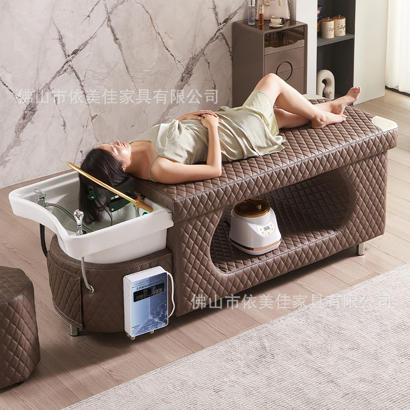 Masaje cabeza terapia cama peluquería especial peluquería salón de belleza calentador de agua temperatura constante circulación de agua fumigación tailandés cama de champú