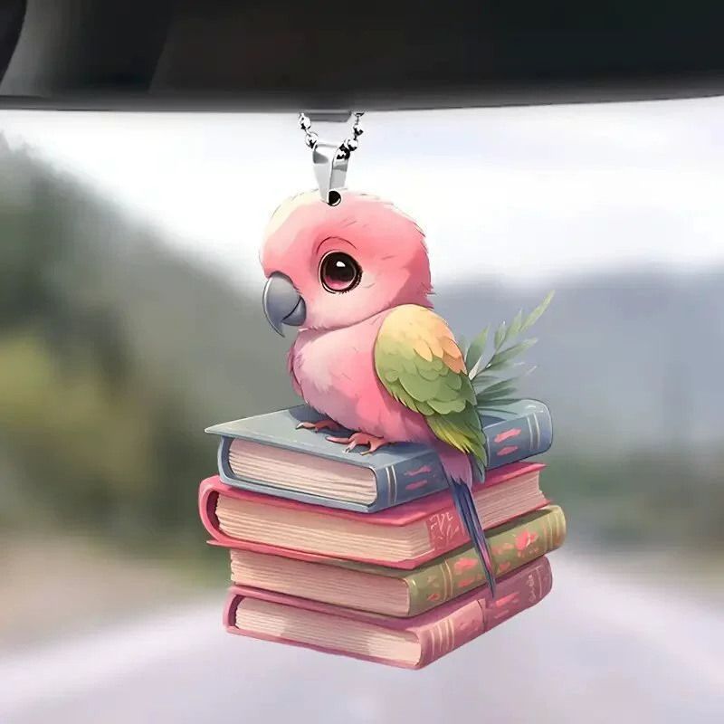 Новая творческая книга попугай кулон 2D плоский акриловый орнамент кулон автомобиль подвесная сумка брелок аксессуары