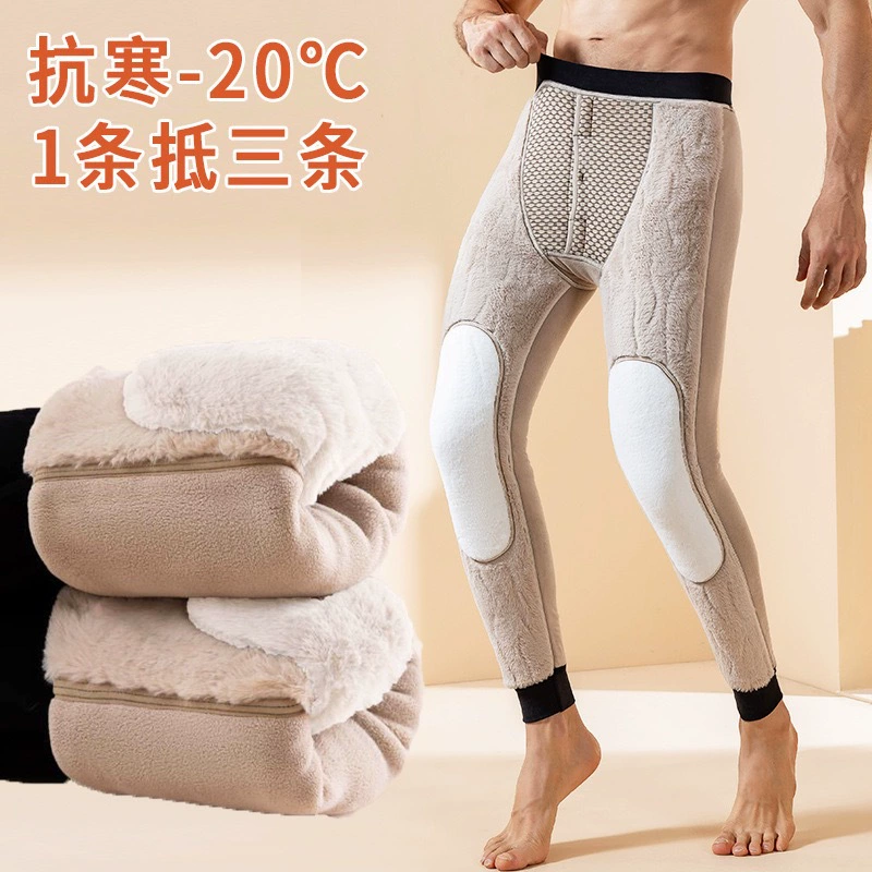 Мужские перья норковые бархатные специальные толстые леггинсы с наколенниками теплые штаны зимой с высокой талией