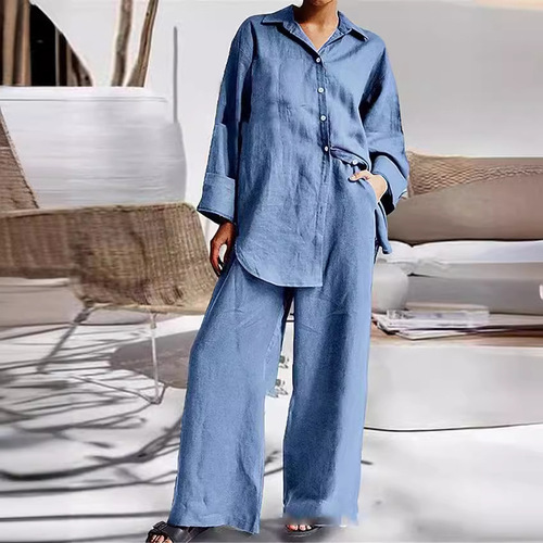 Amazon Cross-border Spring and Autumn Large Size Loose Plus Size Long Sleeve Shirt Fashion Color Sports Set Foreign Trade Wholesale