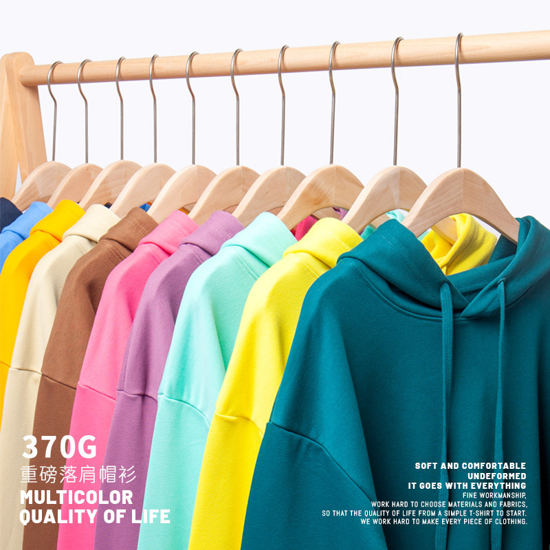 Spring and Autumn Heavy Big Trap Hooded Sweater Loose Big Shoulder oversize Trendy Brand Solid Color Hoodie for Men and Women