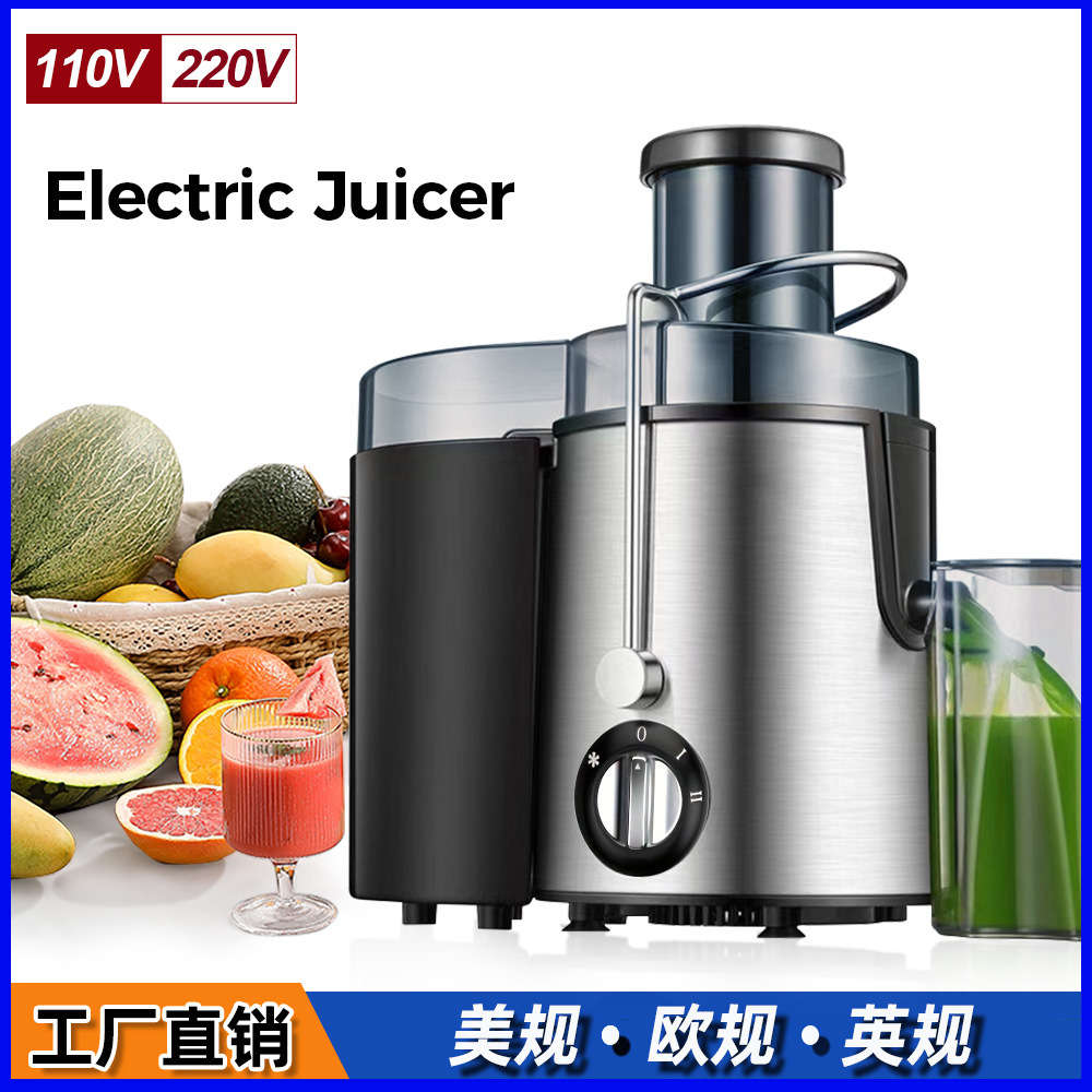 Exprimidor de jugo eléctrico de acero inoxidable transfronterizo estándar europeo motor multifuncional de gran capacidad mezclador de jugo crude varilla de cocina