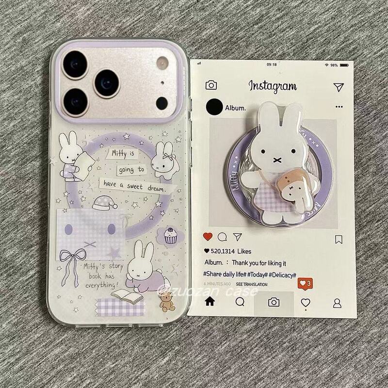 Rabbit Suitable for Samsung S23Fe Mobile Phone Case S25Ultra/S24Plus/S21 Magnetic Suction 3 Apple 17Promax