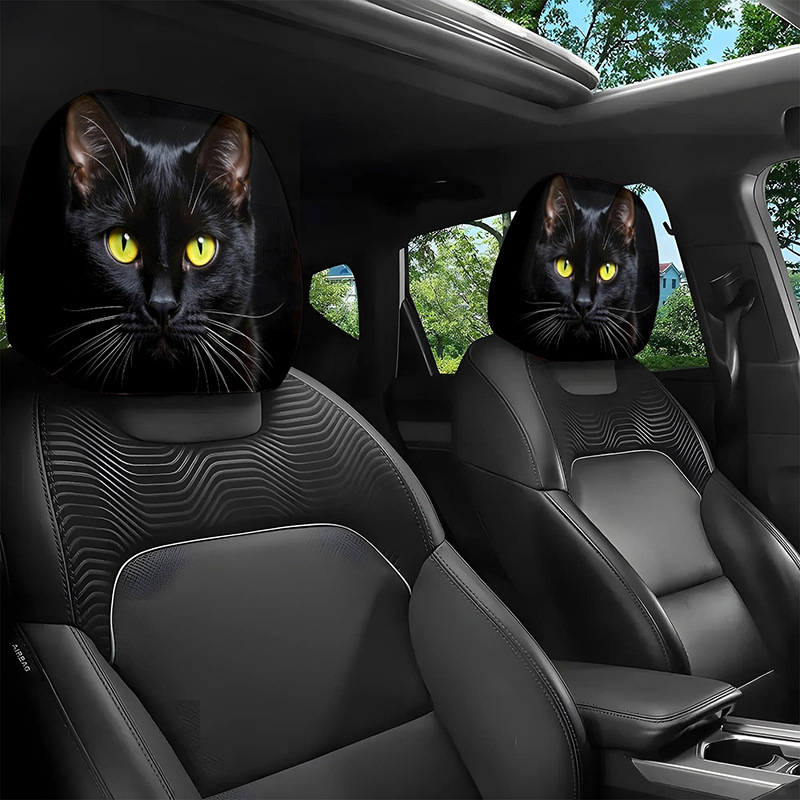 Printed car headrest covers, customizable with logos, available for dropshipping; we can create designs based on your images; suitable for TEMU and Amazon, a popular cross-border product