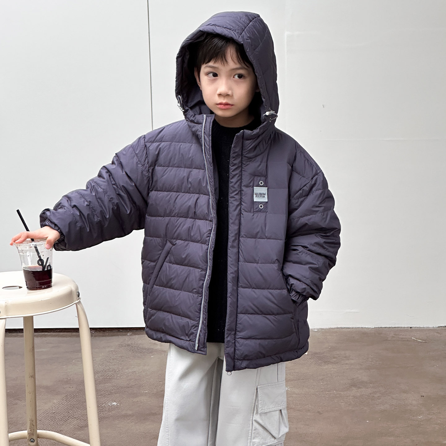 Chaqueta de plumón ligera para niños invierno abrigo 2025 nuevo otoño y invierno ropa de 90 blanco para niños ropa cálida